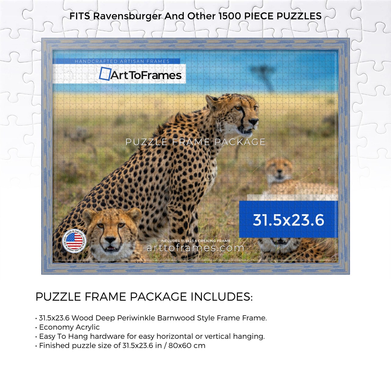 ArtToFrames 31.5x23.6 INCH / 80x60 CM Puzzle Frame for 1500 piece Puzzles.This 1.50 Inch Custom MDF Frame for Puzzles Comes with Economy Acrylic, Available in Multiple Colors